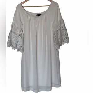 Lauren Ralph Lauren White Lace Bell Sleeve Dress Bridal Wedding Shower